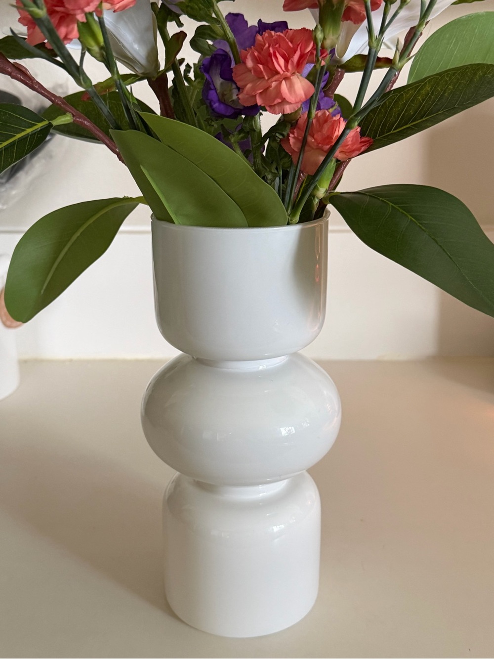 White Glass Bubble Vase Large 10"x5" Santa Barbara Modern Décor BRAND NEW